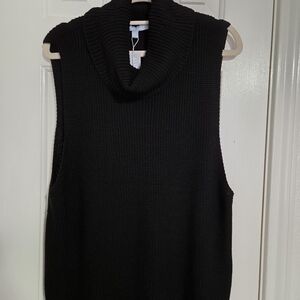 Black Sleeveless Cowl Neck Sweater